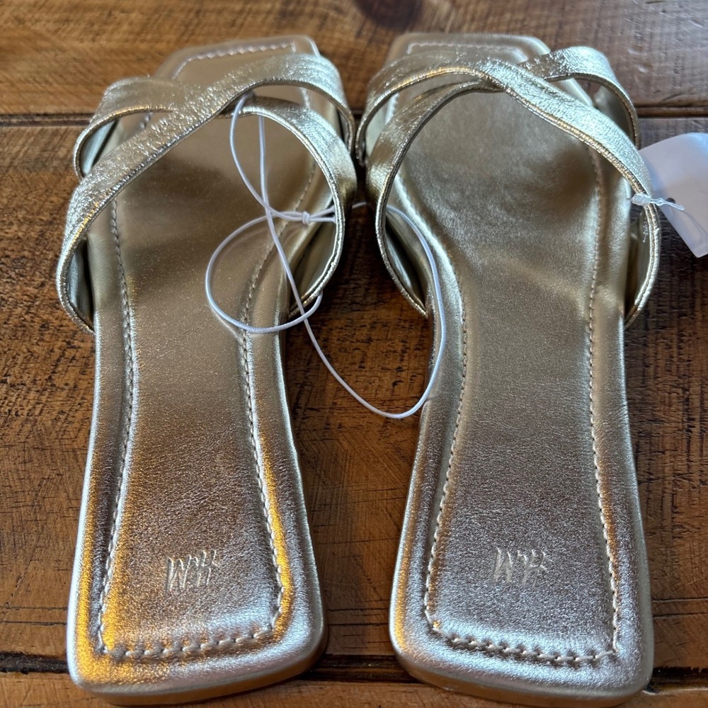 NEW H&M Womens Gold Metallic Sandals Slides Dressy Size 9 - Picture 5 of 8